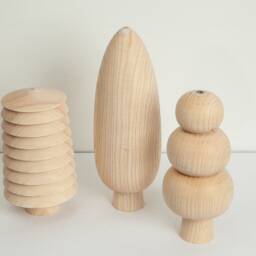 Wooden Christmas Tree Set Scandinavian Rustic Home Decor - thumbnail 2