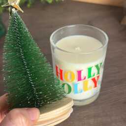 Holly Jolly Christmas Candle - Pine & Fir Scent Holiday Tree With Wooden Lid Festive Home D??cor Gift - thumbnail 2