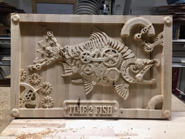 steampunk Sockeye Salmon, Carved Wood Wall Art