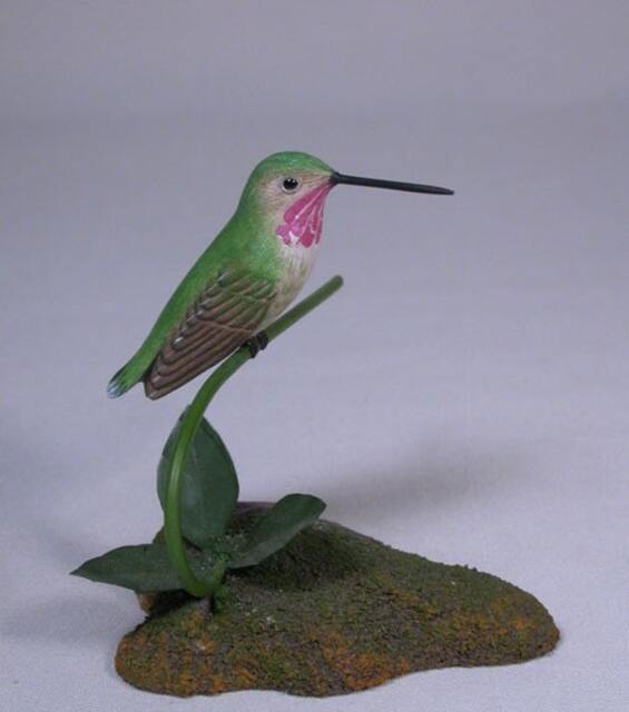 Calliope Hummingbird Original Hand Carved Wooden Bird - image 1