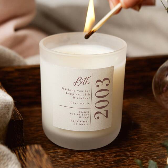 Personalised 18Th Birthday Candle Gift Frosted Soy Wax - image 1