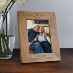 Personalised Wooden Photo Frame Diamond Wedding Anniversary Gift - 60Th Present For Couple, Parents, Mum & Dad, 4x6 5x7 - thumbnail 2