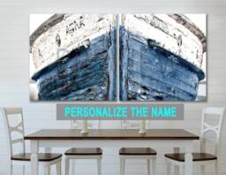 Personalized Nautical Ship Canvas Print Coastal Lakehouse Wall Art - thumbnail 1