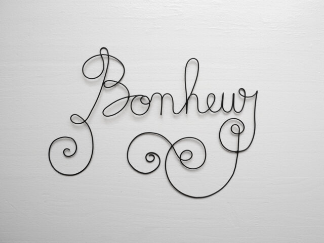Word Happiness in Annealed Wire, Metal Message, Phrase, Quote, Sculpture, Wall Decoration, Door Plaque, Gift Idea, Decoration - image 1