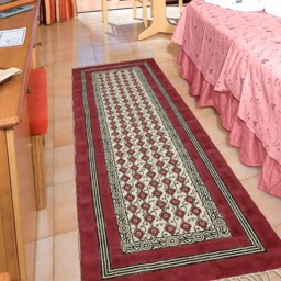 Handmade Pink Cotton Kilim Runner Rug, Block Print Bohemian Carpet - thumbnail 2
