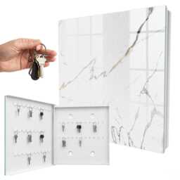 Marble Elegance Key Cabinet For Home, White Industrial Box, Minimalist Textures, Lovers Of & Minimalism - thumbnail 2