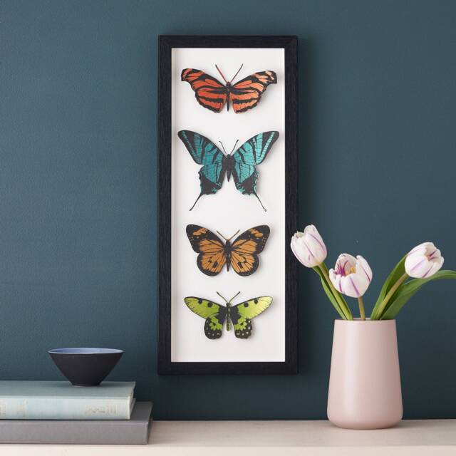 Birthday Gift For Her, Paper Cut Butterfly Wall Art, Decor Print, Hand Painted Paper Cut Butterfly Framed 3D Print - image 1