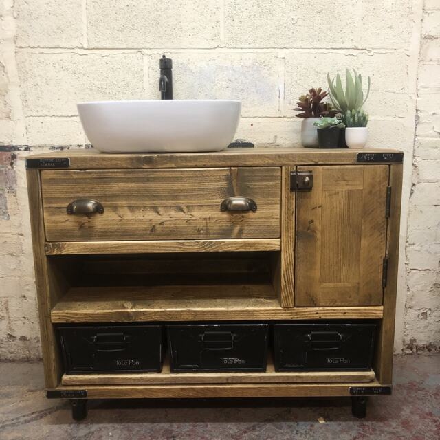 Dulwich 2 - Double Bathroom Vanity Unit Handmade Reclaimed Timber Rustic Cabinet Custom Size Options - image 1