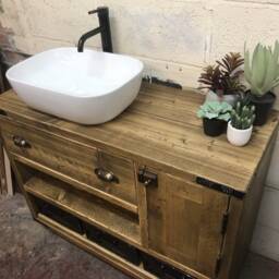 Dulwich 2 - Double Bathroom Vanity Unit Handmade Reclaimed Timber Rustic Cabinet Custom Size Options - thumbnail 2