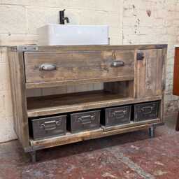 Dulwich 2 - Double Bathroom Vanity Unit Handmade Reclaimed Timber Rustic Cabinet Custom Size Options - thumbnail 3