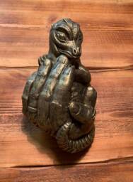 stone Garden Gold Baby Dragon in Hand Wall Plaque Hanging Concrete Ornament - thumbnail 1