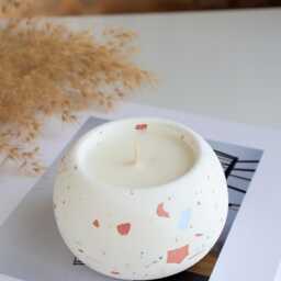 Terrazzo Style Soy Candle, Handmade Minimal Neutral Tones, Modern Home Decor, Minimalist Decor - thumbnail 4
