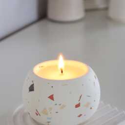 Terrazzo Style Soy Candle, Handmade Minimal Neutral Tones, Modern Home Decor, Minimalist Decor - thumbnail 2