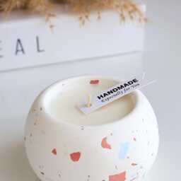 Terrazzo Style Soy Candle, Handmade Minimal Neutral Tones, Modern Home Decor, Minimalist Decor - thumbnail 3