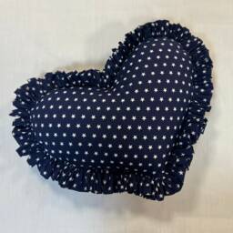 Navy Stars Large Luxury Handmade Frilled Pillow Heart Cushion Plush Throw Pillows Decor With Ruffles Blue & White - thumbnail 2