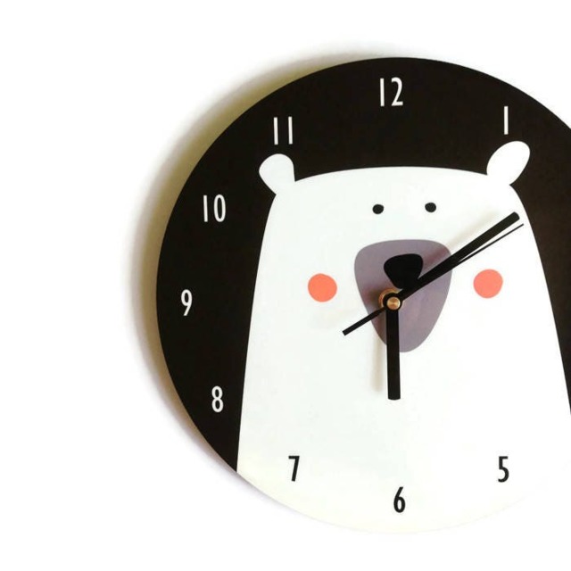 Polar Bear Nursery Wall Clock, Black & White Nursery, Monochrome Decor - image 1