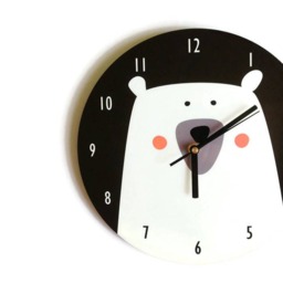 Polar Bear Nursery Wall Clock, Black & White Nursery, Monochrome Decor - thumbnail 1