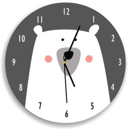 Polar Bear Nursery Wall Clock, Black & White Nursery, Monochrome Decor - thumbnail 2
