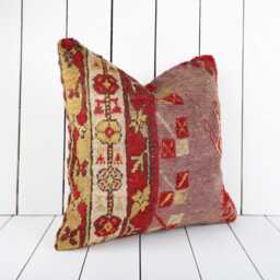16x16 Turkish Kilim Pillow Vintage Bohemian Cushion Cover - thumbnail 3