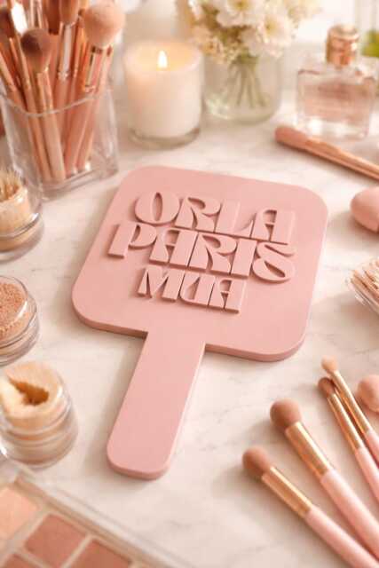 Personalised Handheld Salon Mirror - 3D Acrylic Business Dental Practice Aesthetics Beautician - image 1