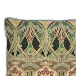 Liberty Vintage Ianthe Fabric, 70S Art Nouveau Design, Green & Blue Cotton Cushion Cover - thumbnail 2