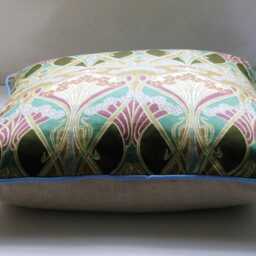 Liberty Vintage Ianthe Fabric, 70S Art Nouveau Design, Green & Blue Cotton Cushion Cover - thumbnail 3