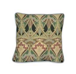 Liberty Vintage Ianthe Fabric, 70S Art Nouveau Design, Green & Blue Cotton Cushion Cover - thumbnail 1
