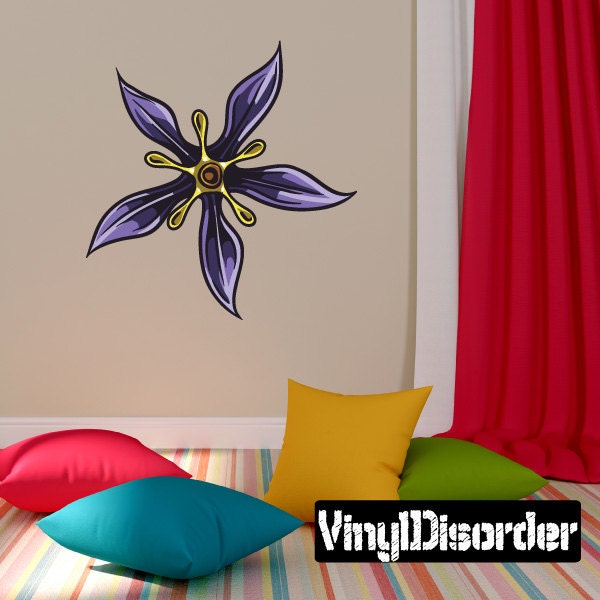 Floral Flower Wall Decal - Fabric Vinyl Removable & Reusable Floralfloweruscolor102Et
