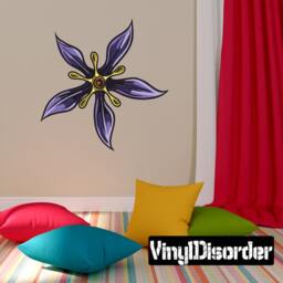 Floral Flower Wall Decal - Fabric Vinyl Removable & Reusable Floralfloweruscolor102Et