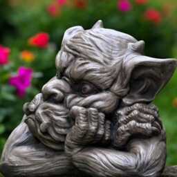 Concrete Gargoyle Statue With Horns Stone Mythical Creature Figurine Thinking Troll Sculpture Fantasy Garden Ornament Gothic Decor Gift - thumbnail 4