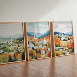 Set Of 3 Stowe Posters, Vermont Travel Prints, Usa Ski Resort Wall Art, New England Poster Set, Mountain Landscape Cabin Decor - thumbnail 3