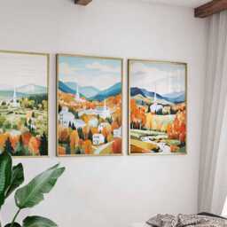 Set Of 3 Stowe Posters, Vermont Travel Prints, Usa Ski Resort Wall Art, New England Poster Set, Mountain Landscape Cabin Decor - thumbnail 2