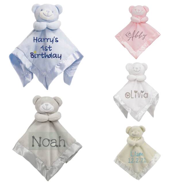 Personalized Teddy Bear Baby Comforter Soft Plush Security Blanket - image 1