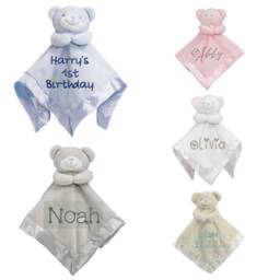 Personalized Teddy Bear Baby Comforter Soft Plush Security Blanket - thumbnail 1