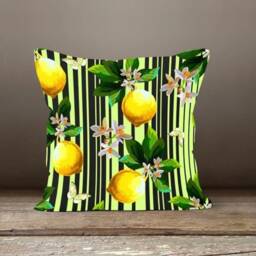 Floral Lemons Pillow Cover/Lemon Style Cases/Yellow & Black Case/Lemon Pattern Sofa Design/Farmhouse Decor/ Home Textile - thumbnail 3