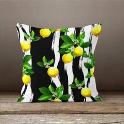 Floral Lemons Pillow Cover/Lemon Style Cases/Yellow & Black Case/Lemon Pattern Sofa Design/Farmhouse Decor/ Home Textile - thumbnail 2