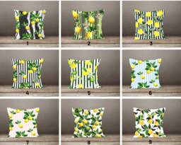Floral Lemons Pillow Cover/Lemon Style Cases/Yellow & Black Case/Lemon Pattern Sofa Design/Farmhouse Decor/ Home Textile - thumbnail 1