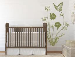 Wildflower Butterfly Wall Decal - Meadow Grasses, Kids Room Decor - thumbnail 1