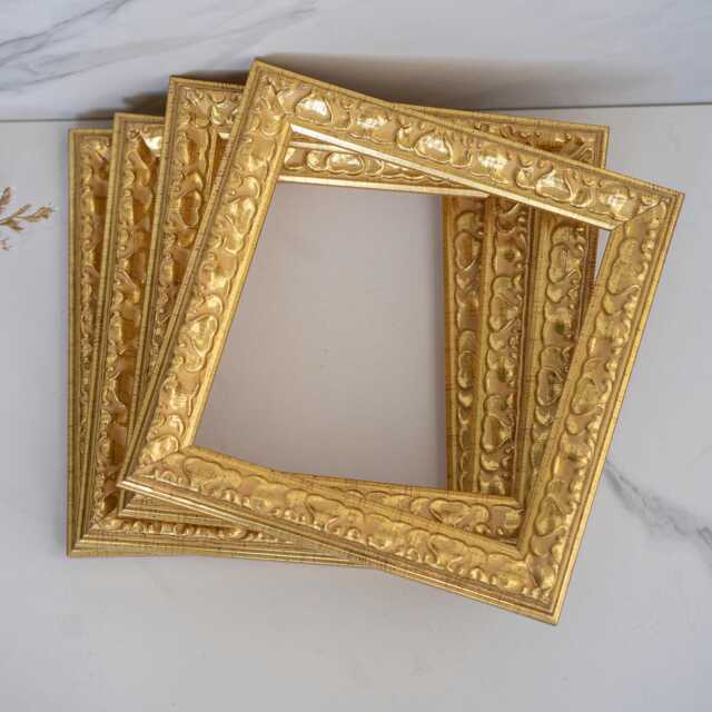 6x6 Inch Set Of 4 Vintage Gold Picture Frames Handcrafted French Gallery Decor 15x15 cm - image 1