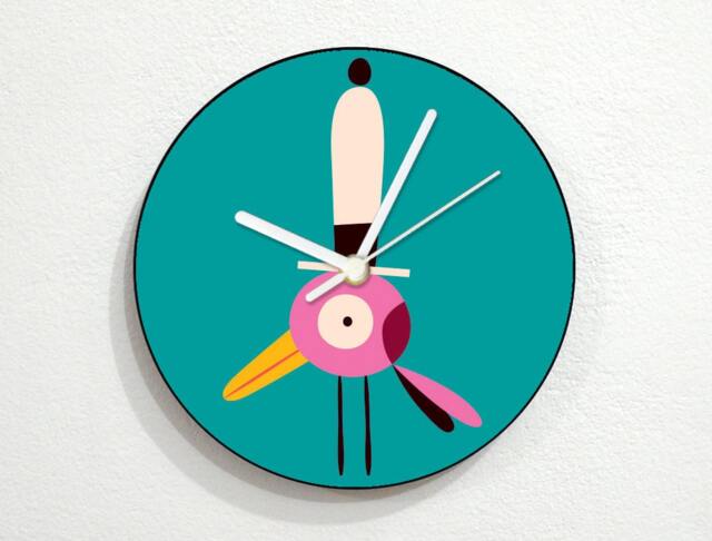 Pink Bird With A Hat - Wall Clock - image 1
