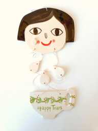 Happy Tears, Wall Art - Handmade Ceramics, Ceramic Hanging, Original Decor, Home One Of A Kind Piece Friends Gift - thumbnail 1