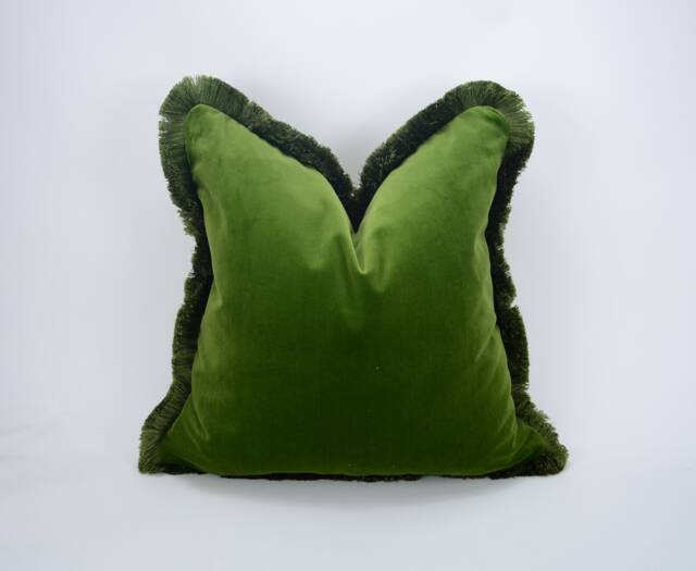 Moss Green Velvet Throw Pillow Cover - Living Room Decor Custom Made - image 1