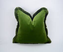 Moss Green Velvet Throw Pillow Cover - Living Room Decor Custom Made - thumbnail 1