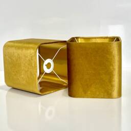 New Luxury Premium Quality Round Square Velvet Lamp & Pendant Light Shade -Mustard Gold With Metallic Lining - thumbnail 3