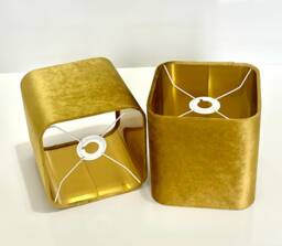 New Luxury Premium Quality Round Square Velvet Lamp & Pendant Light Shade -Mustard Gold With Metallic Lining - thumbnail 1