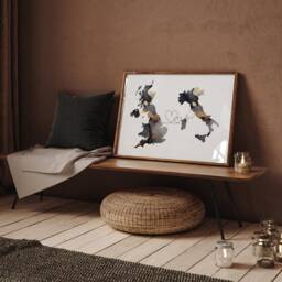 Britain & Italy Map Black & Gold Travel Wall Art Print - United Kingdom UK - thumbnail 2