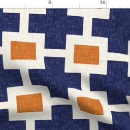 Mod Plus Curtain Panel - Bold Geometric Orange & Navy Custom Square in By Willowlanetextiles - thumbnail 4