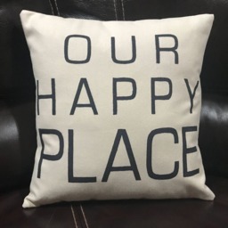 Our Happy Place Decorative Throw Pillow Handmade Quote Housewarming Gift - thumbnail 3