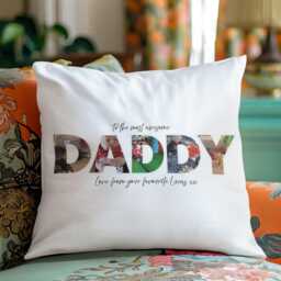 Personalised Daddy Cushion Photo Gift Dad Keepsake Memory Pillow Custom Text Family Portrait Picture Frame Father Present Sentimental Design - thumbnail 1