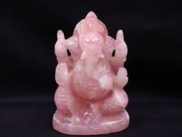 Rose Quartz Ganesh Statue, Pink Gemstone Ganesha Idol, Spiritual Crystal Gifts, Religious Decor - thumbnail 1